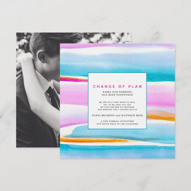 Invitation Abstraites lignes de marées tropicales mariage rep (Devant / Derrière)