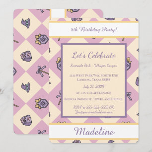 Invitation Académie de fée en rose pour anniversaire personna