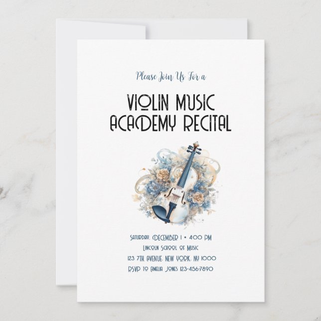 Invitation Académie de musique de violon Récital annuel spéci (Devant)