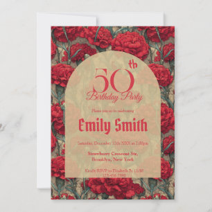 Invitation Accent de Carnation Élégant pour Adulte Anniversai
