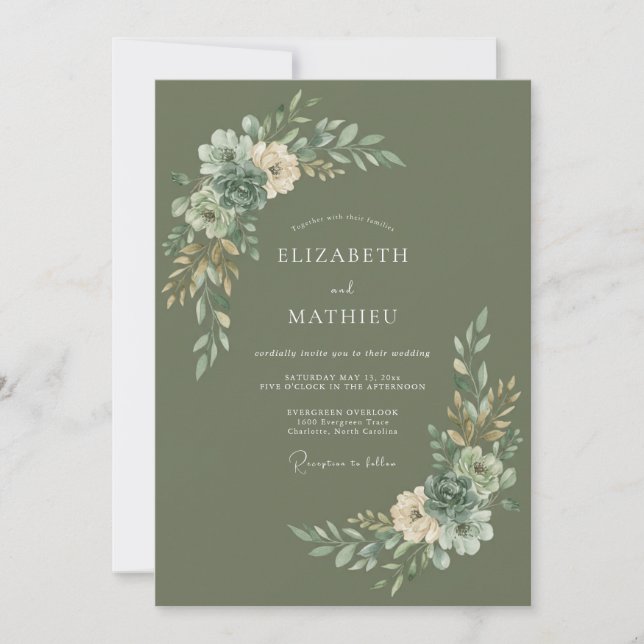 Invitation Accent de mariage Fleur de sauge (Devant)