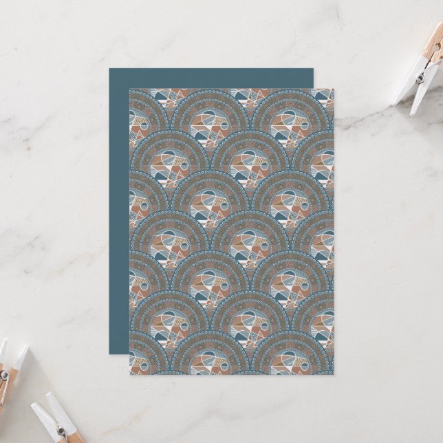 Invitation Accentuation Abstraite Mandala Art Déco Scallop (Devant/Arrière en situation)