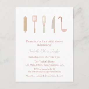 Invitation Accessoires de cuisine ustensiles pour la mariée