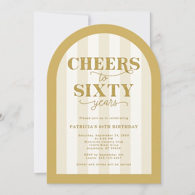 Invitation Acclamations d'or pour 60 ans 60e anniversaire (Devant)