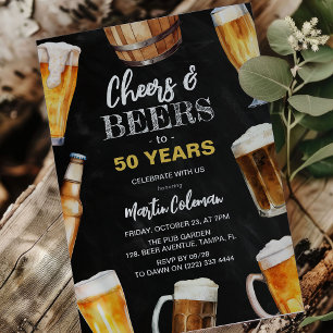 Invitation Acclamations et bières, fête d'anniversaire adulte