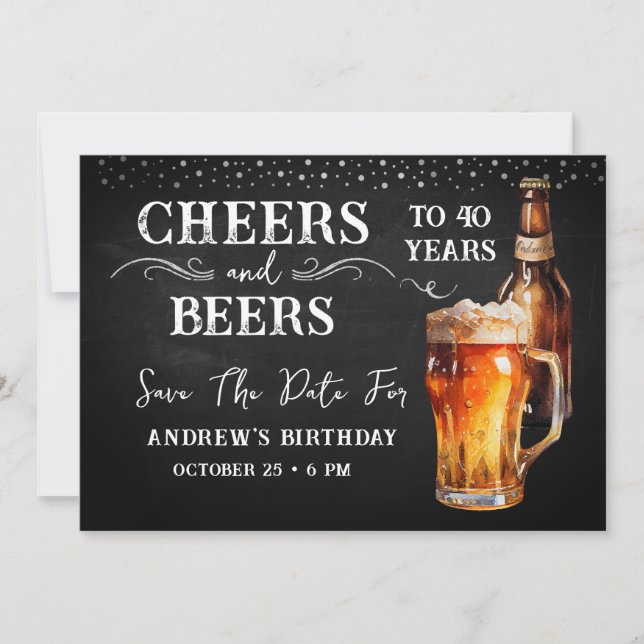 Invitation Acclamations et bières pour n'importe quelle année (Devant)