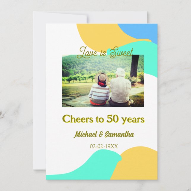 Invitation acclamations pour les 50 ans d'anniversaire l'amou (Devant)