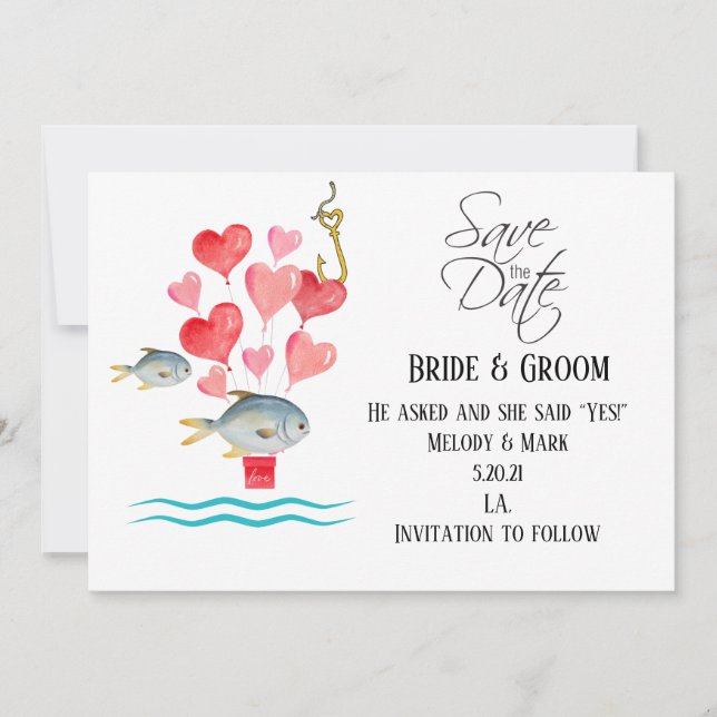 Invitation Accroché sur le Mariage de pêche (Devant)