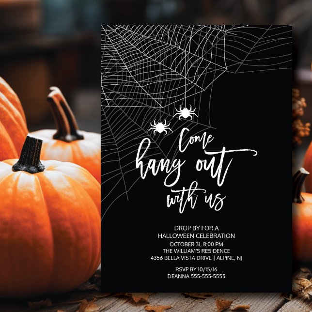 Invitation Accrochez-vous avec nous Spider Halloween Party (Créateur téléchargé)