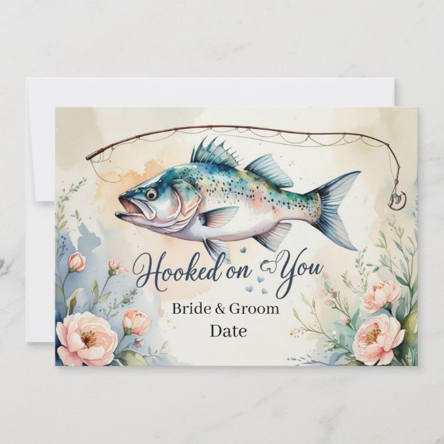 Invitation Accrochez-vous pour la pêche Mariage enregistrer l (Devant)