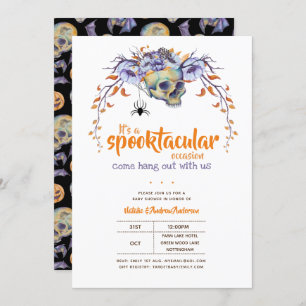 Invitation Accrochons-nous au Baby shower d'Halloween parloct