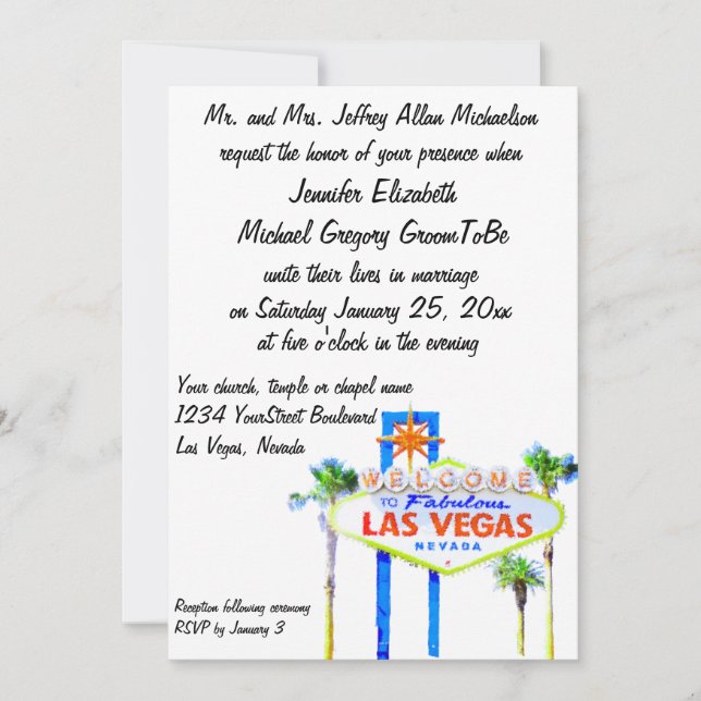 Invitation Accueil à notre épouser fabuleux de Las Vegas (Devant)
