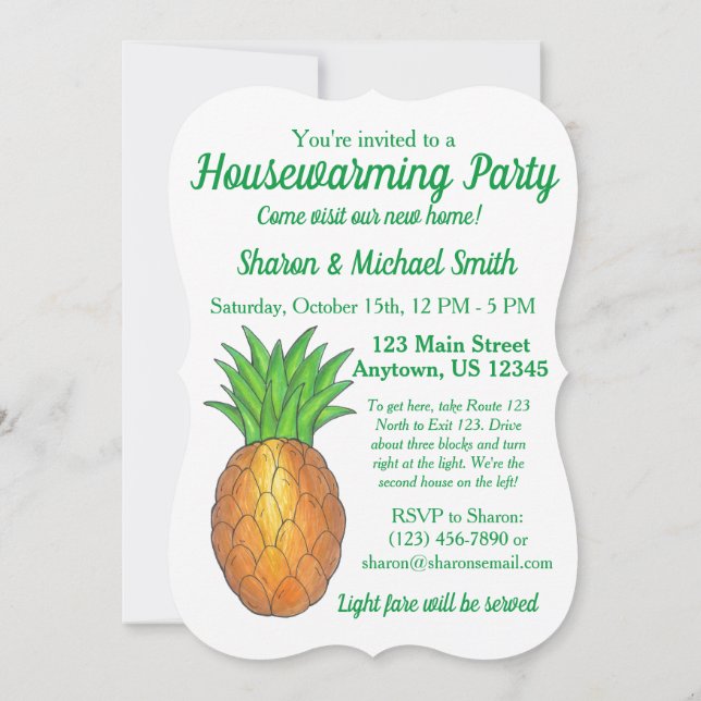 Invitation Accueil ananas Open House House House House House (Dos)