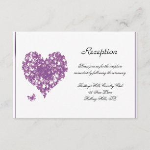 Invitation Accueil de mariage du coeur de papillon violet