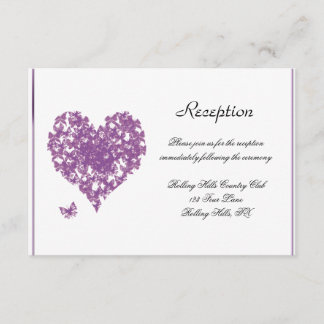 Invitation Accueil de mariage du coeur de papillon violet
