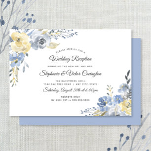 Invitation Accueil de mariage floral bleu Dusty uniquement