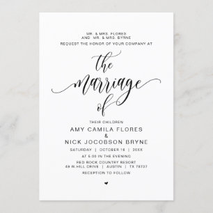 Invitation Accueil de parents, Calligraphie Noire moderne, Ma