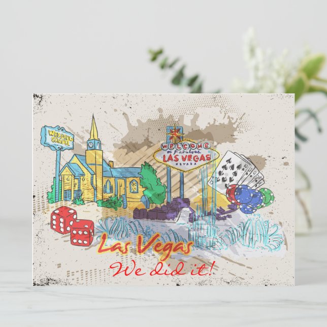 Invitation Accueil de style rétro à Las Vegas, réception uniq (Debout devant)