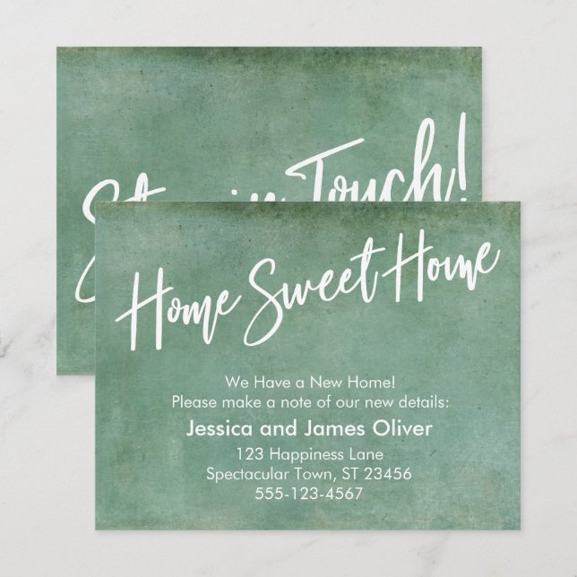 Invitation Accueil Doux Maison Grunge Turquoise Annonce (Devant / Derrière)