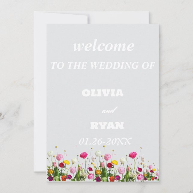 Invitation accueil élégant à notre panneau mariage (Devant)