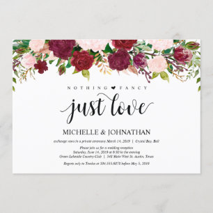 Invitation Accueil Mariage Elopement Marsala Rose