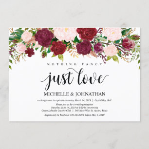 Invitation Accueil Mariage Elopement Marsala Rose
