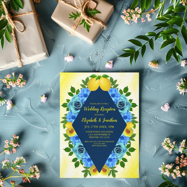 Invitation Accueil Mariage Floral Citron Soleil (Créateur téléchargé)