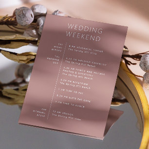 Invitation Accueil mariage. Horaire de l'itinéraire du week-e