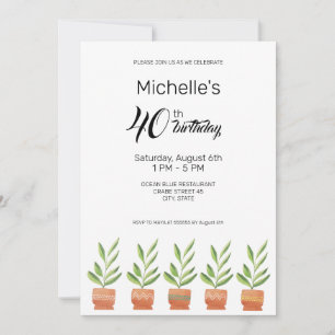 Invitation Accueil Plantes En Pots En Céramique Aquarelle