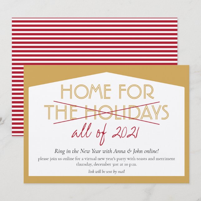 Invitation Accueil pour les vacances Fête amusante du Nouvel  (Devant / Derrière)