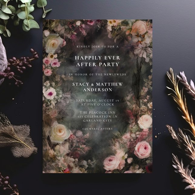 Invitation Accueil Romantique de mariage floral Moody foncé (Créateur téléchargé)