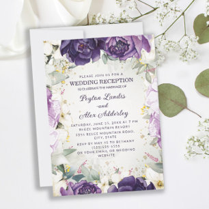 Invitation Accueil Romantique Violet Blanc Floral Mariage
