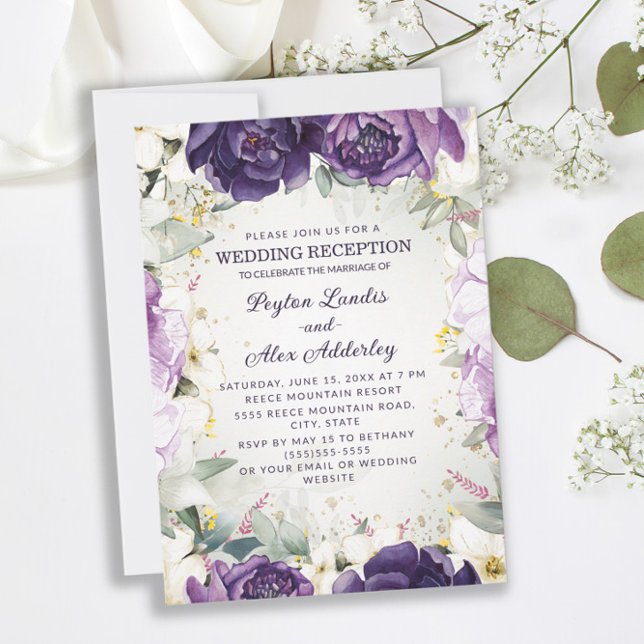 Invitation Accueil Romantique Violet Blanc Floral Mariage (Créateur téléchargé)