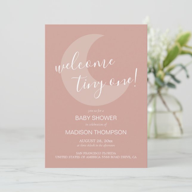 Invitation Accueil simple Petit Baby shower en terre cuite  (Debout devant)