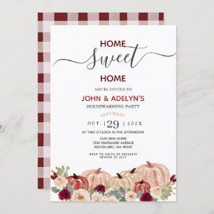 Invitation Accueil Sweet Home Marsala Blanc Citrouille Fleurs