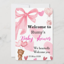 Accueillir avec un ourson en peluche rose mignon