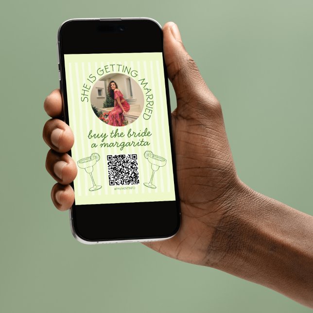 Invitation Acheter la Mariée une Margarita Photo Bride Qr Cod (Buy the Bride a Margarita Photo Bride Qr Code Card)