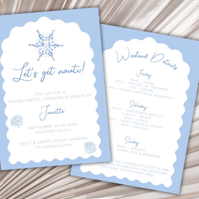 Invitation Acheter Nauti Blue Nautical Bachelorette Week-end (Get Nauti Blue Nautical Bachelorette Weekend Invitation)
