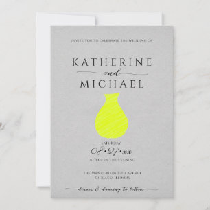 Invitation Acide jaune et gris esthétique   Mariage