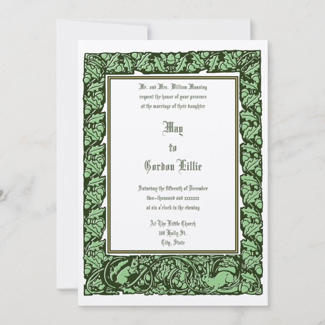 Invitation Acorns Rabbit & Squirrel Foliing Mariage frontalie (Devant)