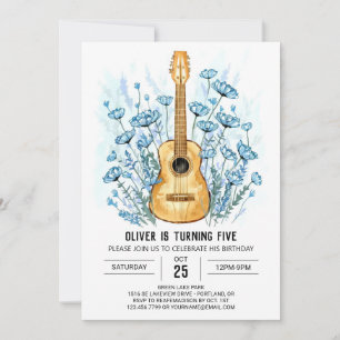Invitation Acoustique Whimsical Guitar Boy Anniversaire