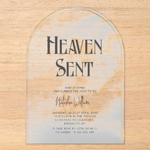 Invitation Acrylique Baby Shower Ciel Envoyé Nuage