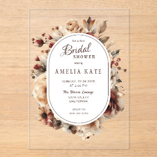 Invitation Acrylique Boho Floral Fête des mariées