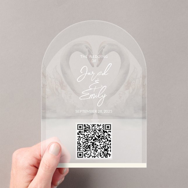 Invitation Acrylique Code QR mariage (In situ (ordinateur de poche))