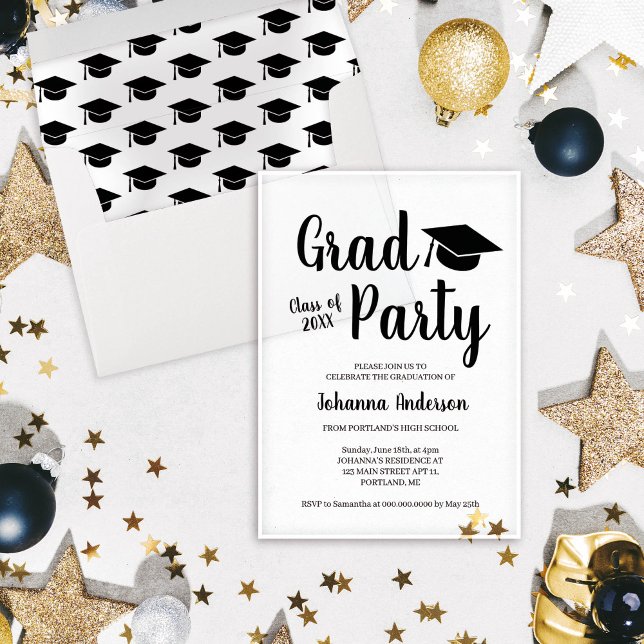 Invitation Acrylique du Parti de Graduation Transp (Transparent Graduation Party Acrylic Invitation
)