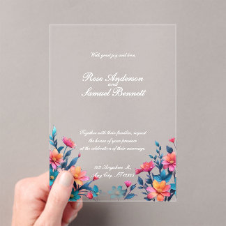 Invitation Acrylique Florale Déclinante Moderne