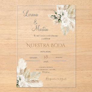 Invitation Acrylique Mariage Boho Espagnol