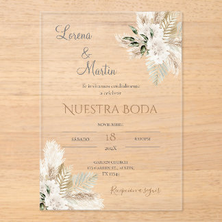 Invitation Acrylique Mariage Boho Espagnol