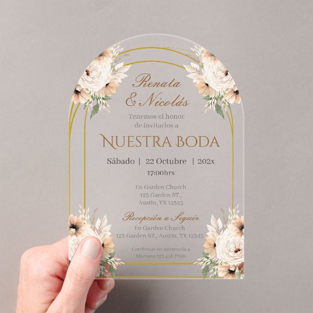 Invitation Acrylique Mariage Boho Espagnol (In situ (ordinateur de poche))