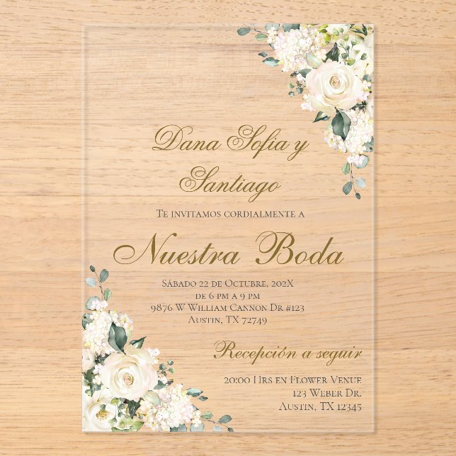 Invitation Acrylique Mariage Boho Espagnol (Recto)